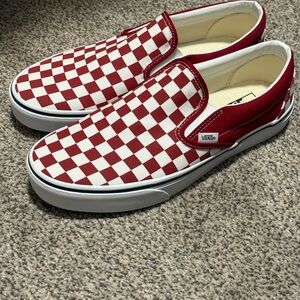 Vans Red and White Slip-On Shoes
